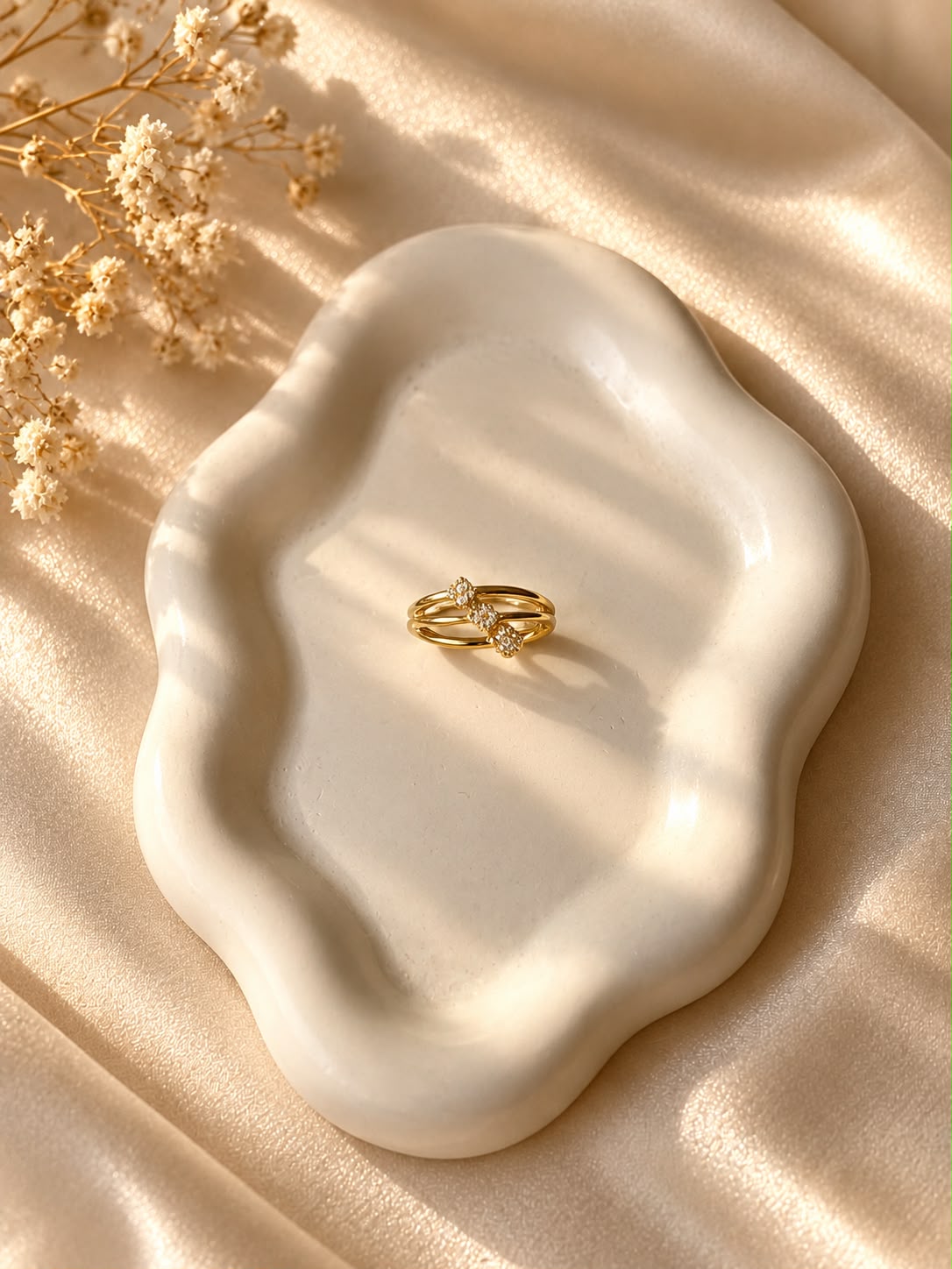 Triple Floral Sparkle Ring(Adjustable)