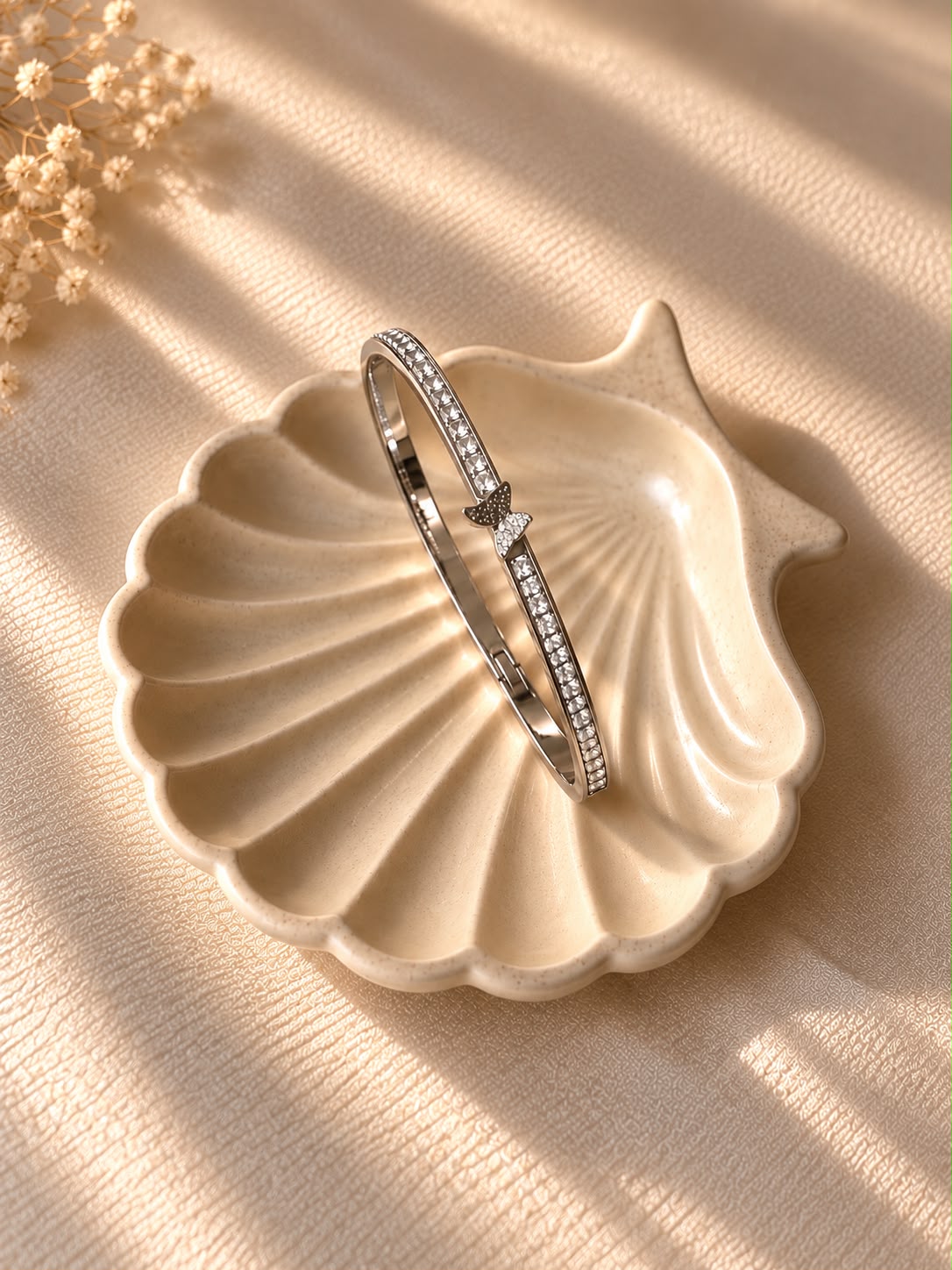 Butterfly Crystal Bangle Bracelet(Silver)