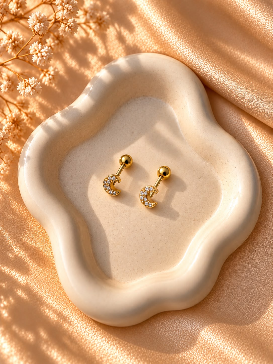 Half Moon Crystal Stud(Flat Back)