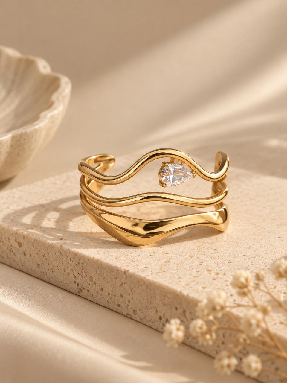Aurelia Wave Stone Cuff