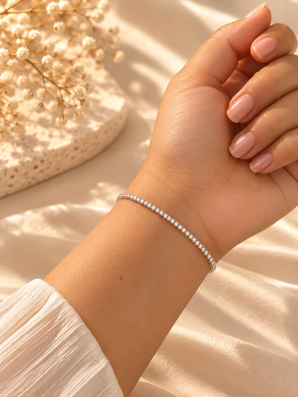 Rhino Stone Elastic Bracelet(White Stone)