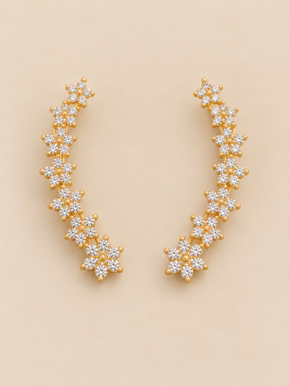 Floral Crystal Ear Cuff(Pair)