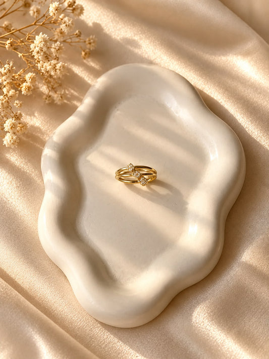 Triple Floral Sparkle Ring(Adjustable)