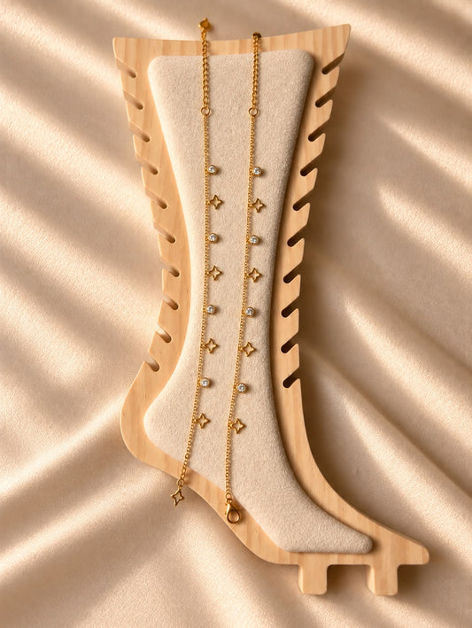 Flower Charm Anklets(Pair)
