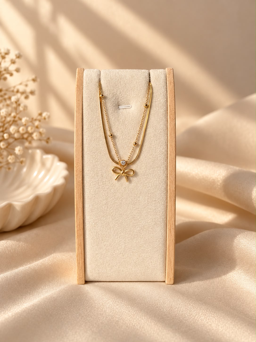 Bow Double Layered Necklace