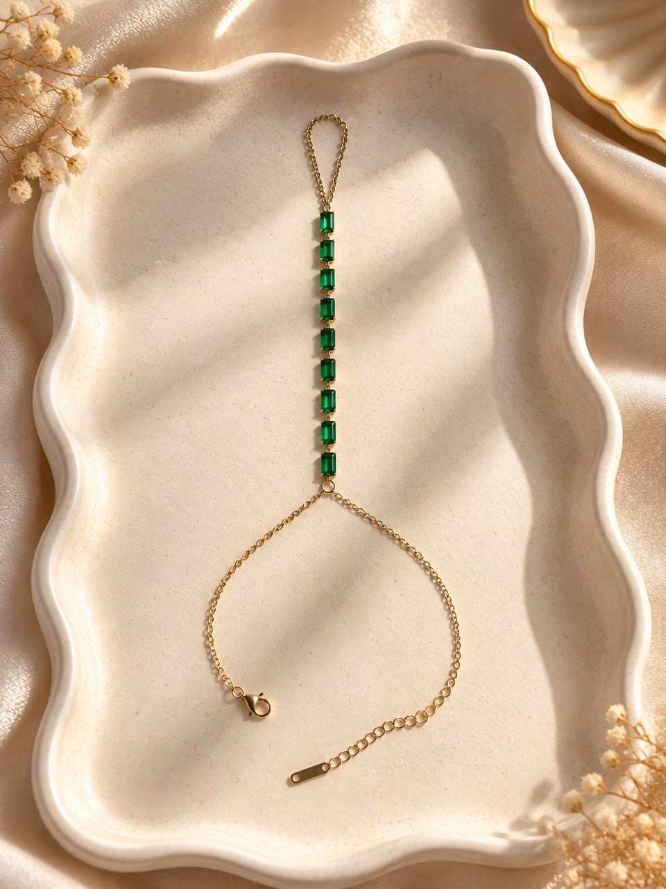 Emerald Green Crystal Hand Chain
