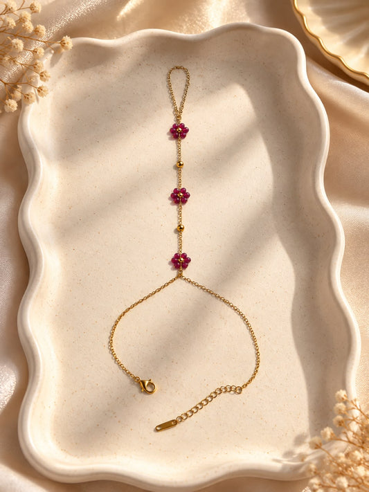 Ruby Flower Hand Chain