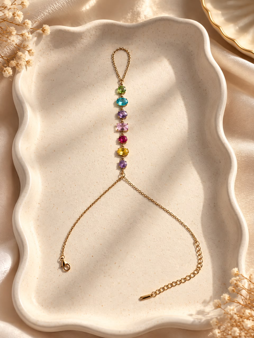 Swarovski-Inspired Multicolor Hand Chain