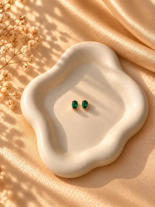 Emerald Oval Stud