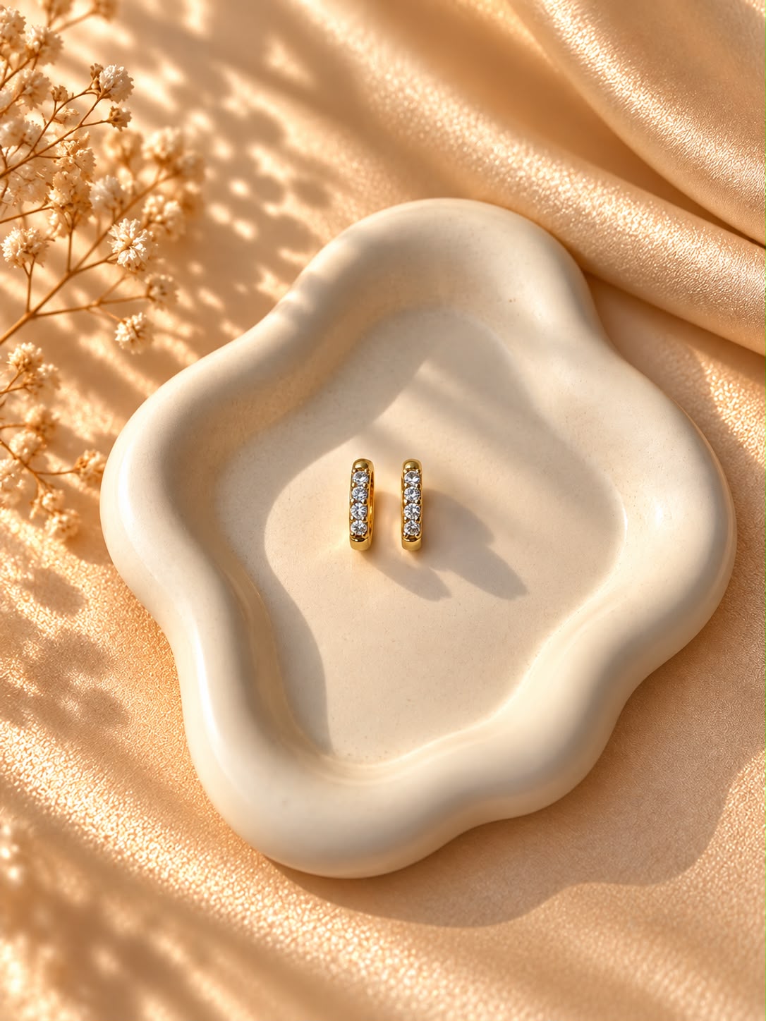 Oval Crystal Hoops (Silver)