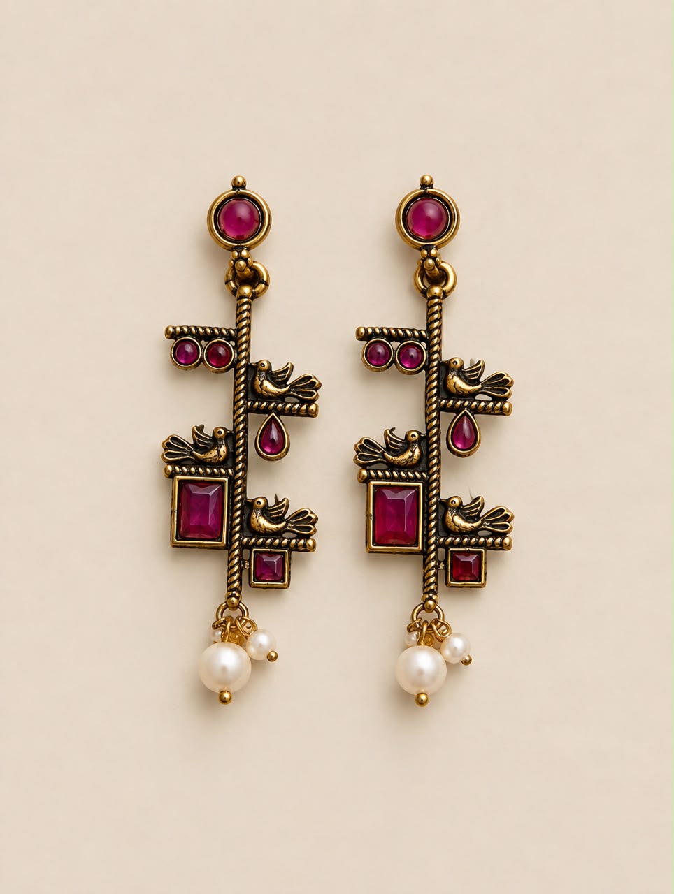 Ruby Bird Earrings