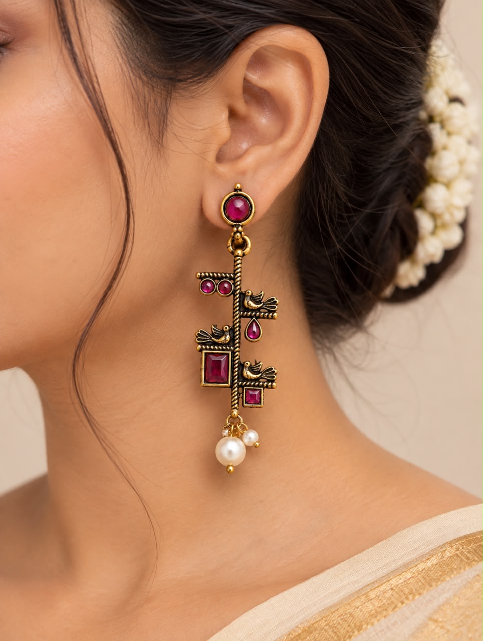 Ruby Bird Earrings